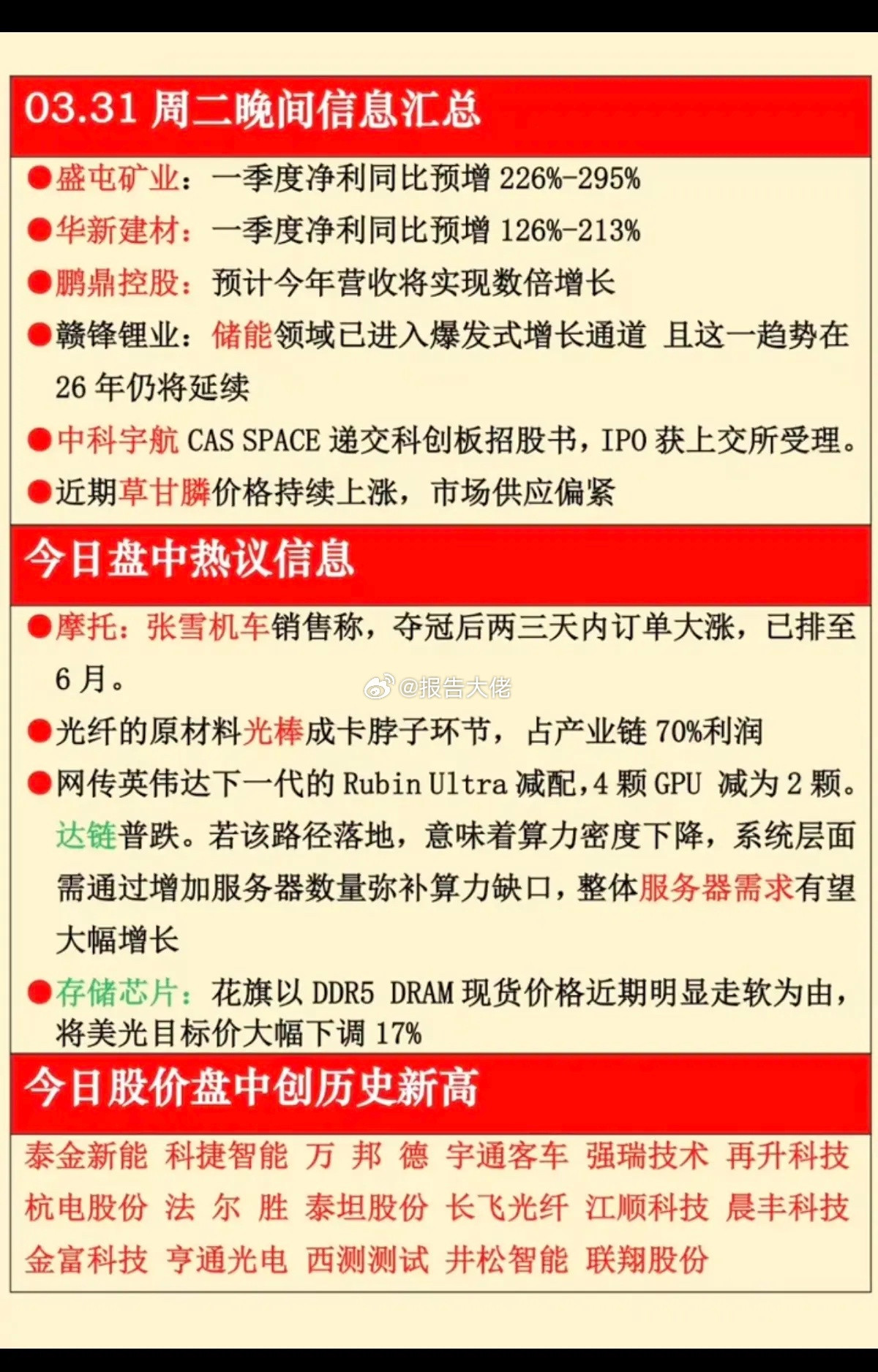 财经热点信息汇总！