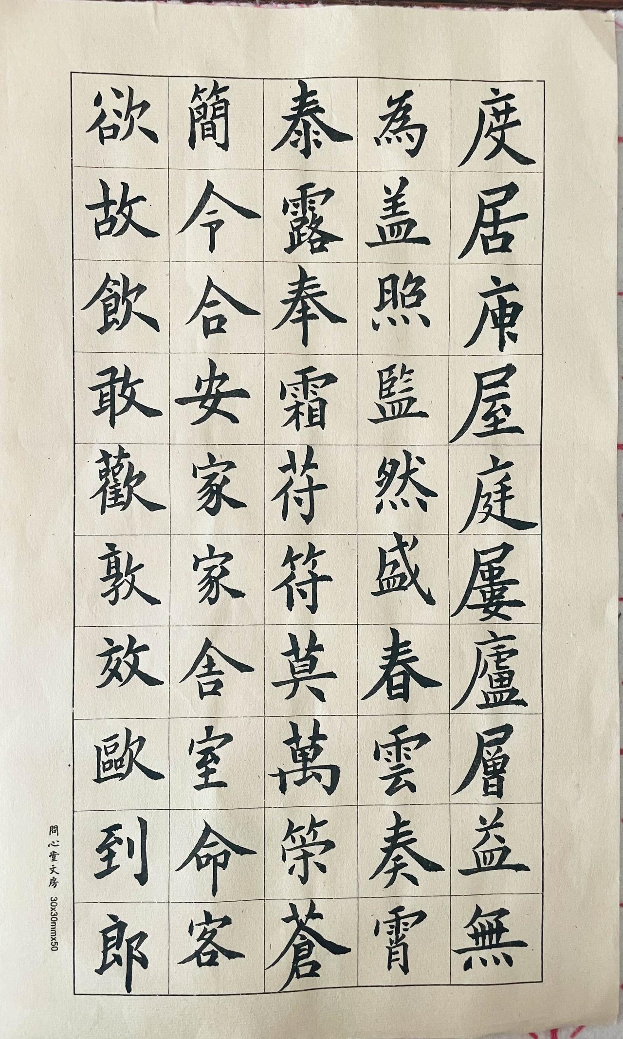 时间一点点过去，屋里安静得只能听到笔尖摩挲纸张的沙沙声。看着宣纸上逐渐成型的单字