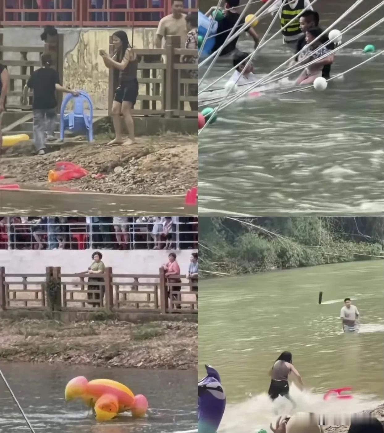 哭都没有用了！广东潮州，一对年轻父母带着两个孩子去当地一网红打卡地玩水。
