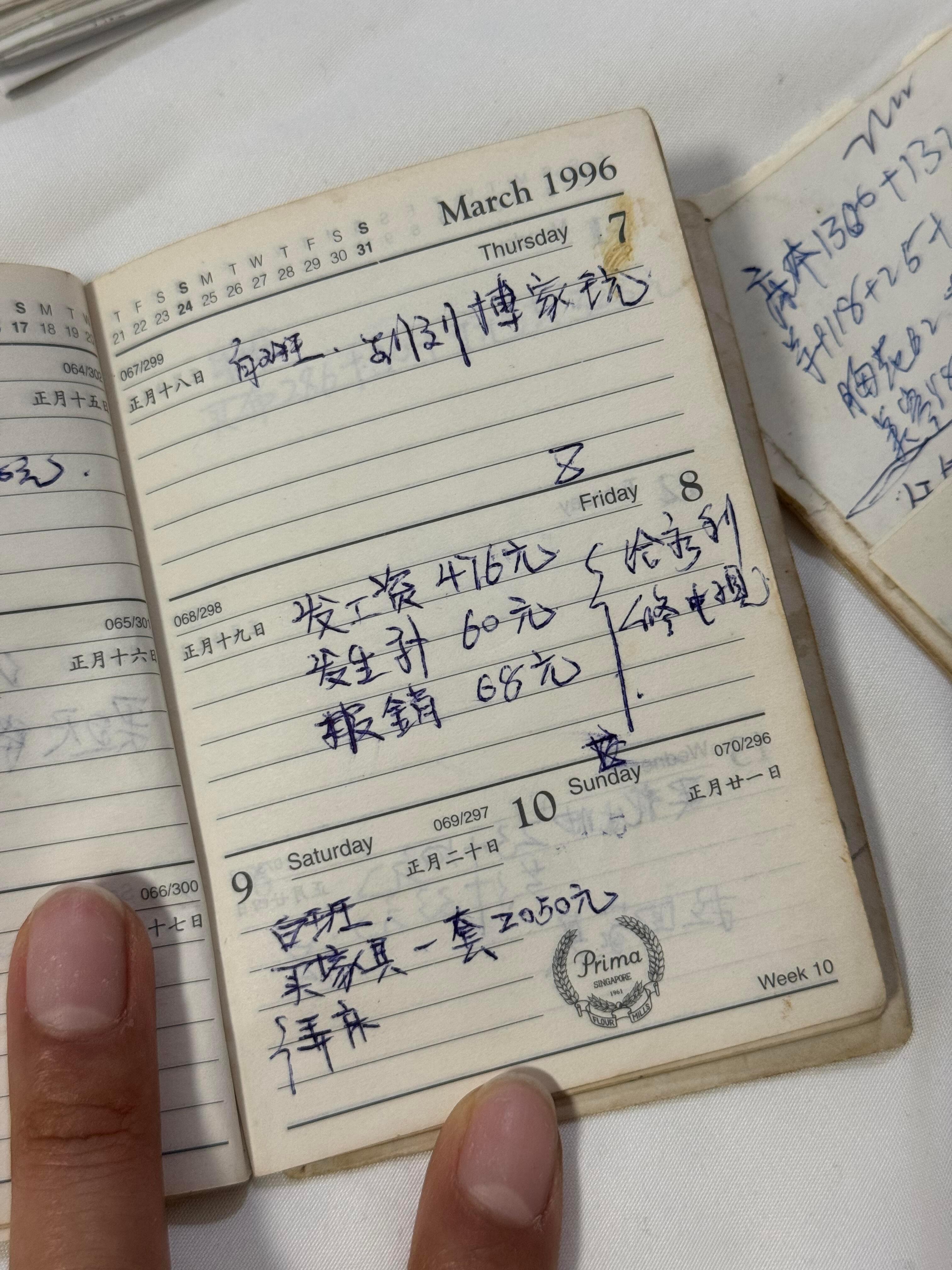 翻到了爸爸1996年的日记