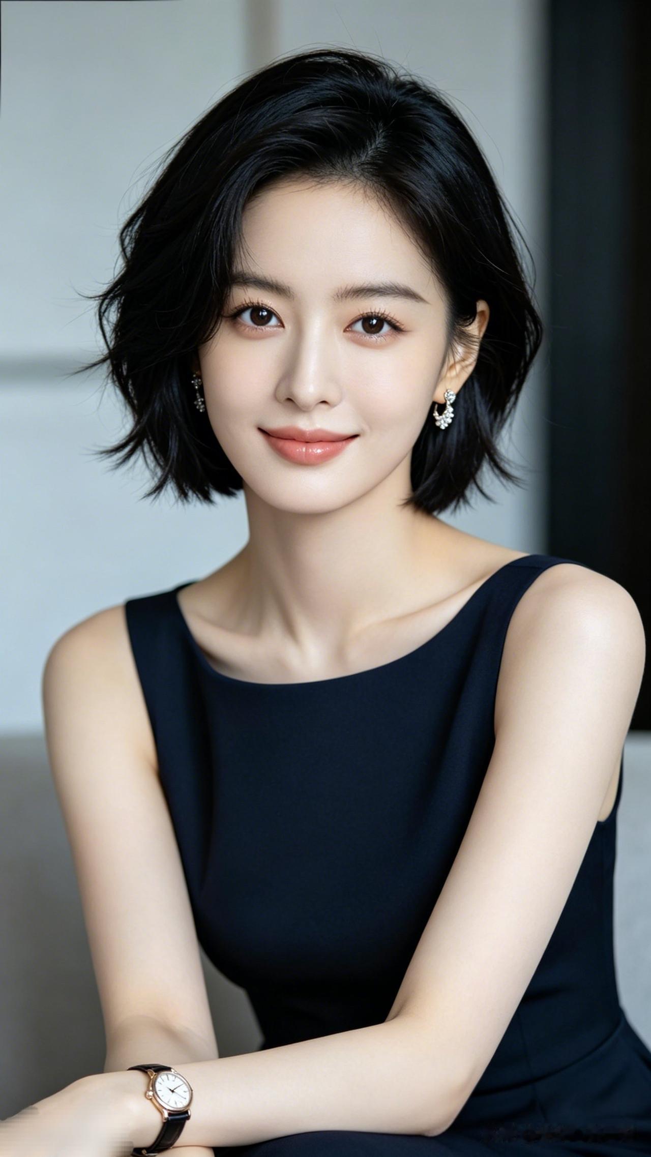 优雅黑裙，甜美笑容，气质女神！🌹✨