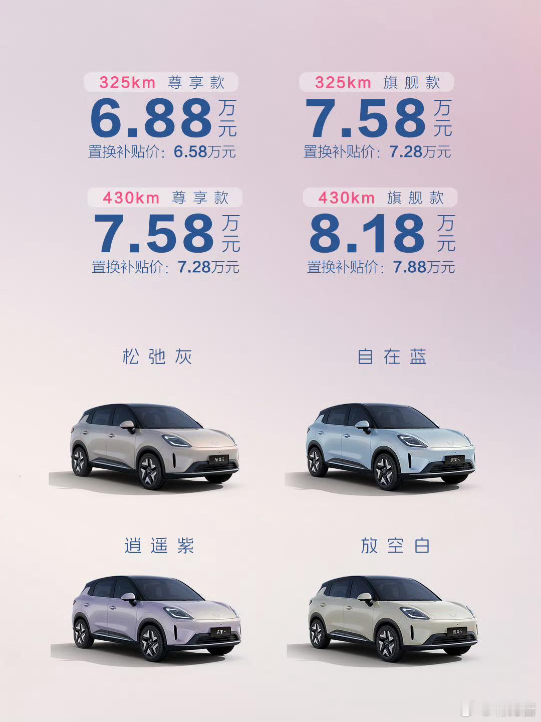 今晚新发的五菱缤果S起售价6.88w起就一句话车美人美价格美孟子义发布缤果