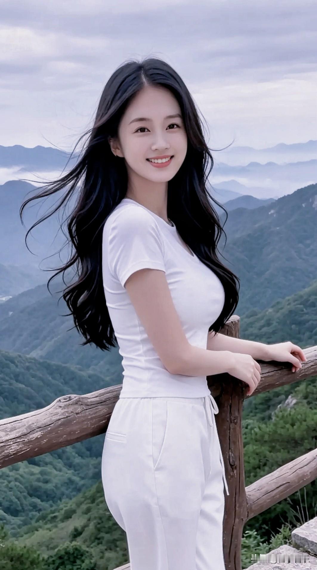 山野出游日记！白衣入青山，山风撩长发，笑容里盛满快乐！分享一张你最近随拍的照片