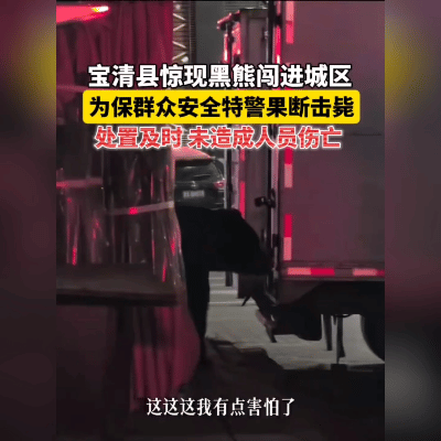 黑龙江宝清县夜色中，两米高的黑影在小区踱步，趴窗张望，吓得居民心里直打鼓。这