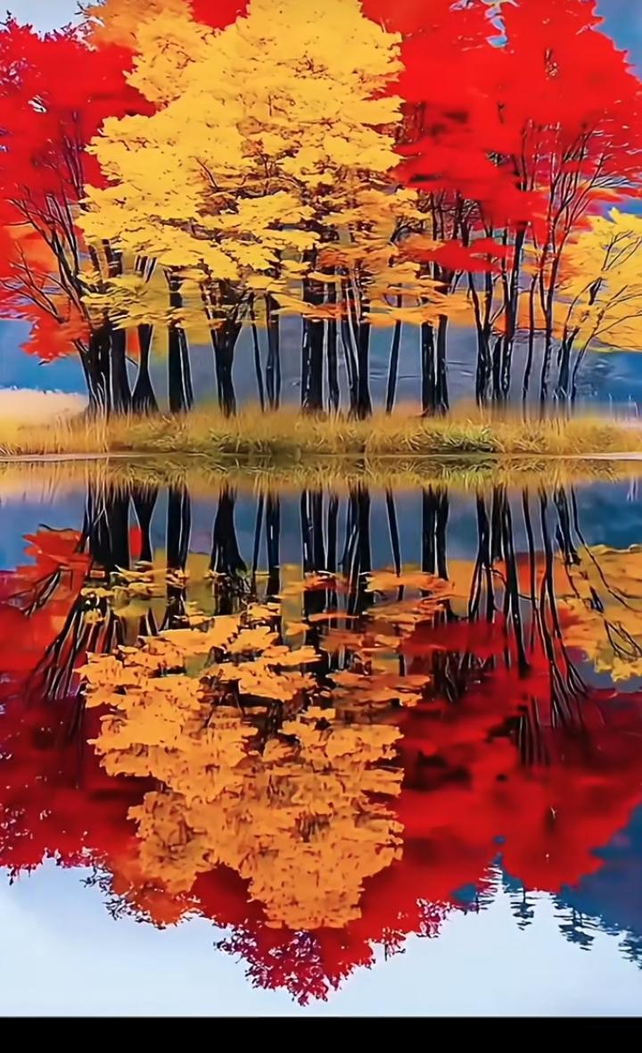 秋天的风叶倒影，那画面简直绝了！就说帽峰山景区，受气候影响，红枫叶提前迎来最佳观