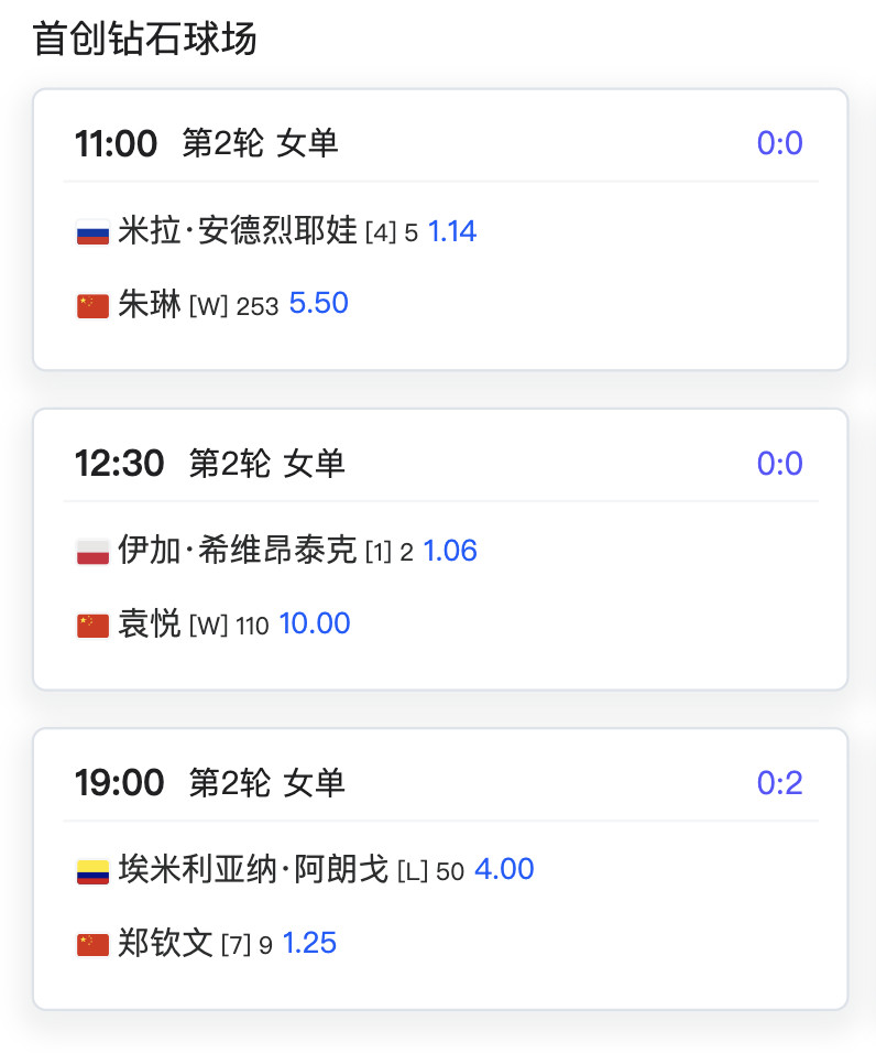 明天中心球场三位中国女子球员将亮相，郑钦文迎来复出首秀⏰11:00🇨🇳朱琳