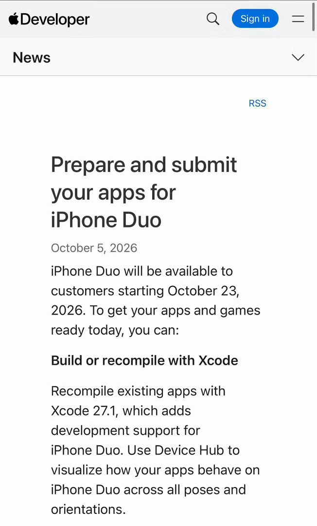 苹果开放iPhoneDuo适配应用提交iPhoneDuoApp适配已经正式开