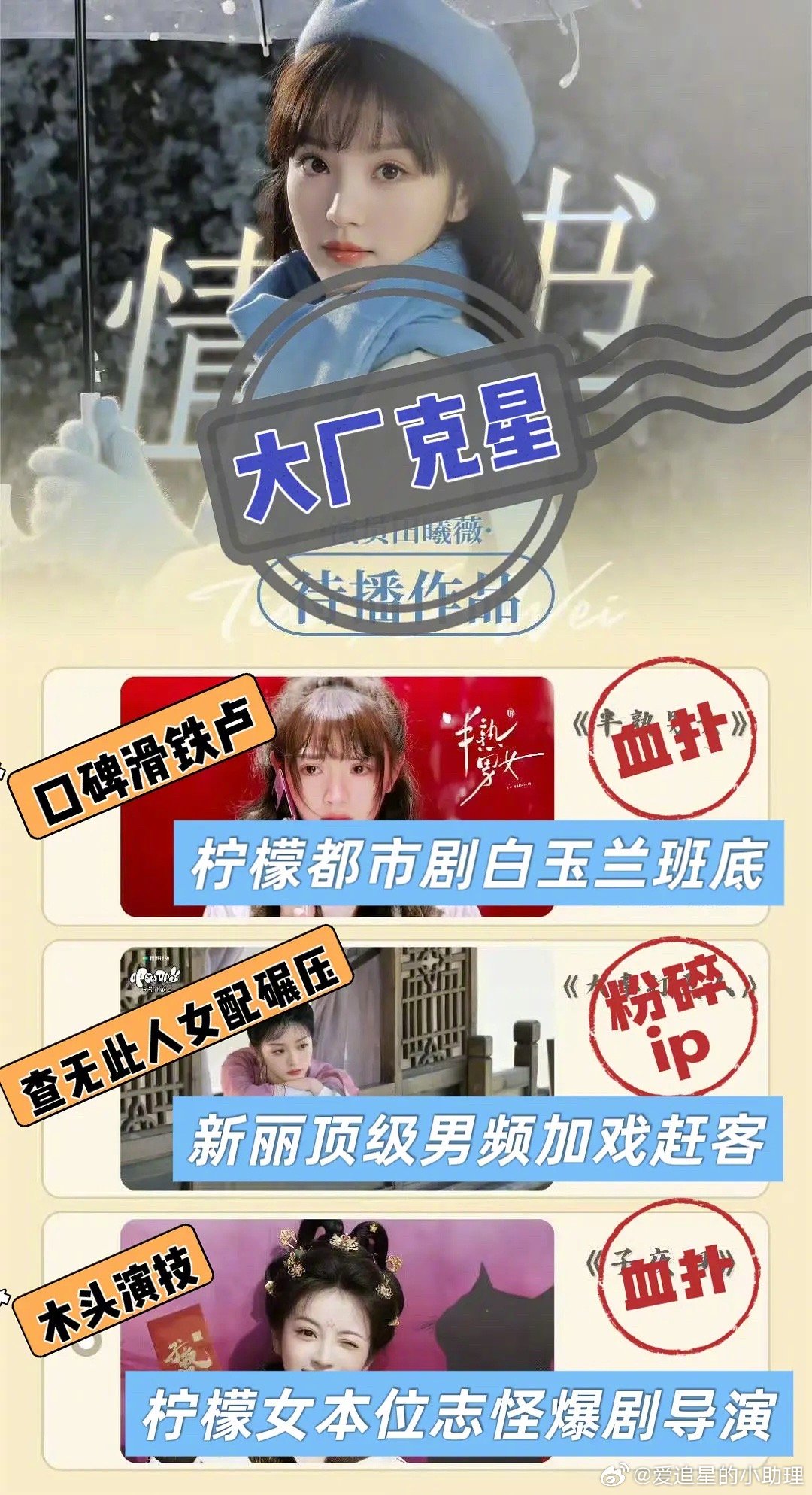 郫县热议：田曦薇连扑3部大厂s+了，资源会降级吗？​​​