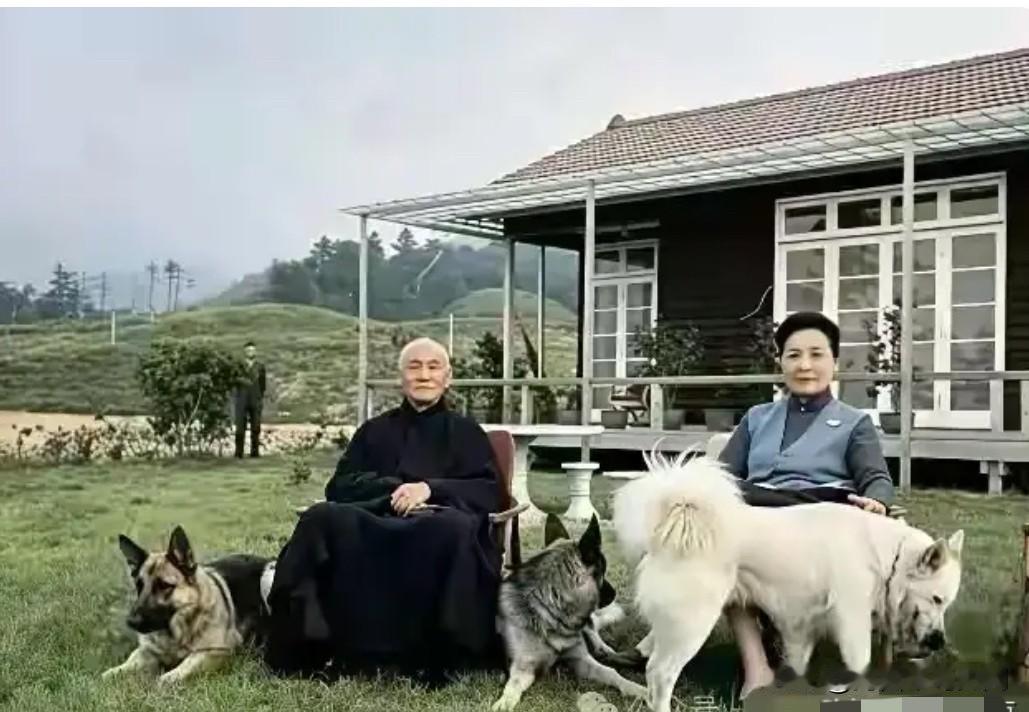 1961年，头发雪白的蒋介石与宋美龄，在台北阳明山的一张十分奇怪的合影。据说宋美