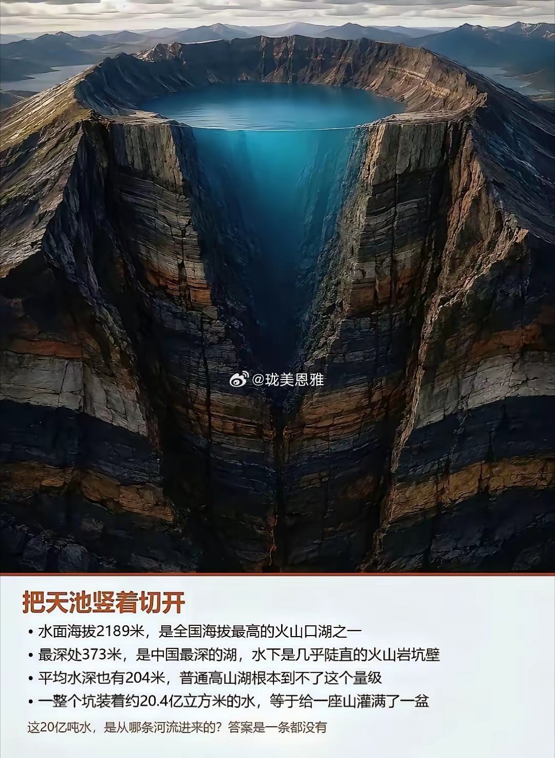 终于搞明白了原来长白山天池是这么形成的它的深度竟然达到300多米水下都是近乎垂直