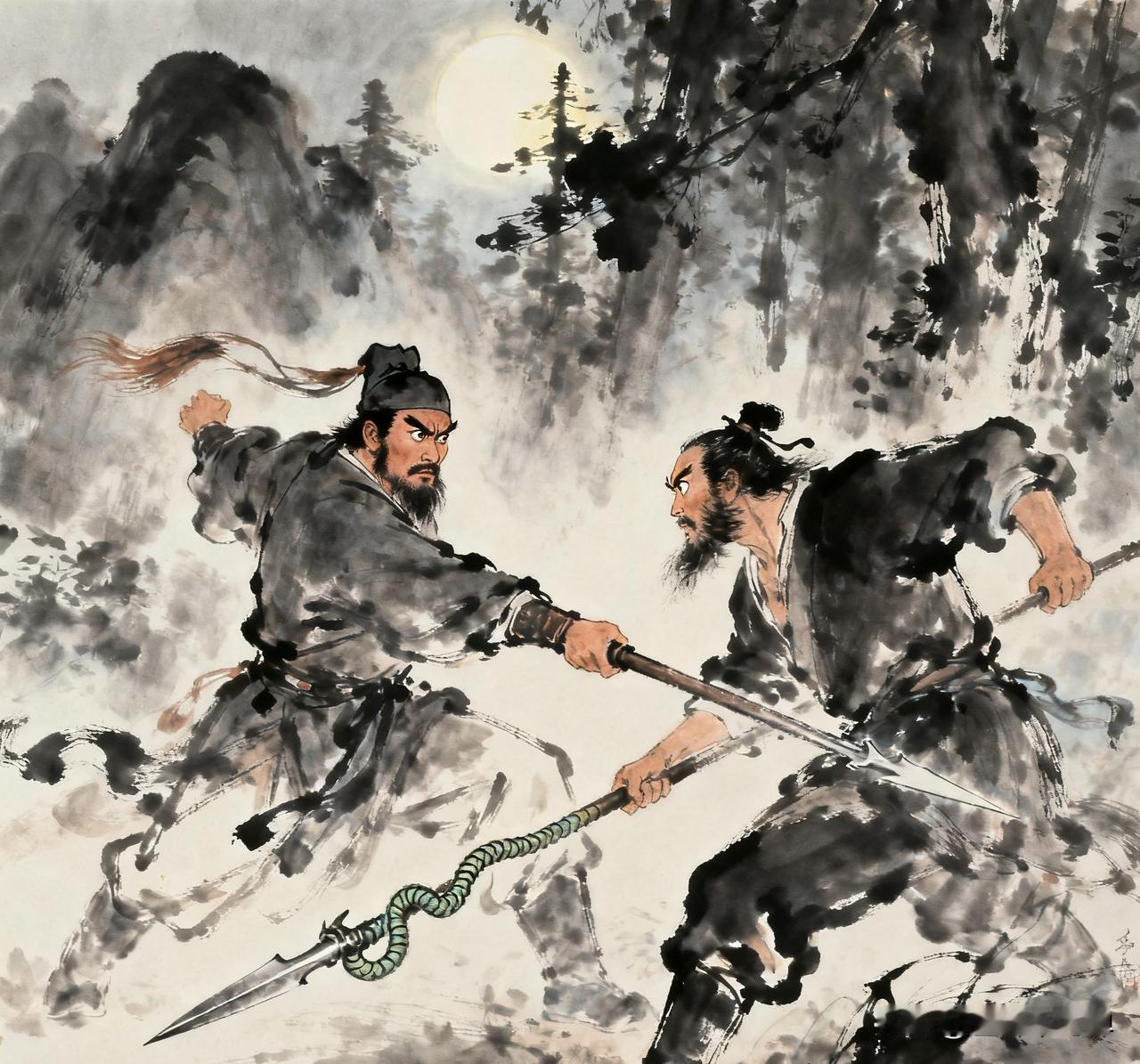 林冲要是单挑卢俊义，能撑几个回合？作为八十万禁军教头，林冲一杆铁枪打遍梁山难逢敌