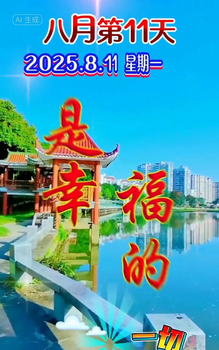 八月第11天，2025.8.11星期一。今天是八月十一日，星期一。早上好，放在
