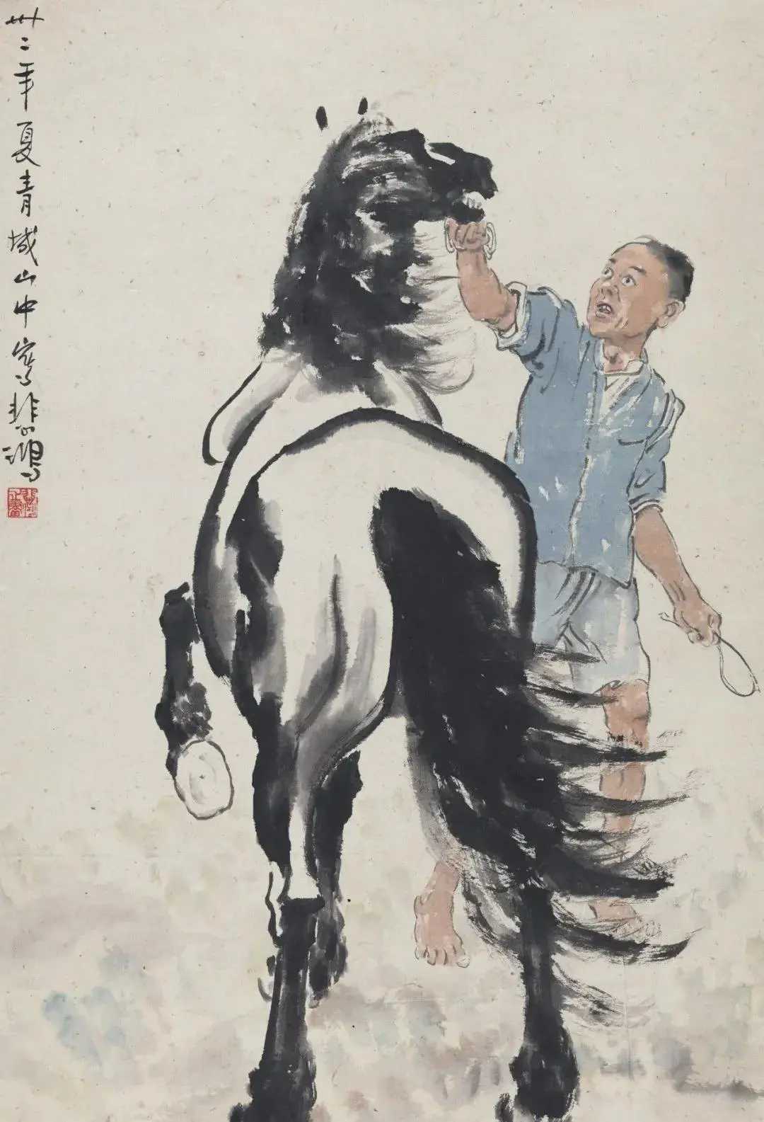 徐悲鸿最擅画马，他笔下的奔马给人以生机和力量，表现了令人振奋的积极精神。为现代中