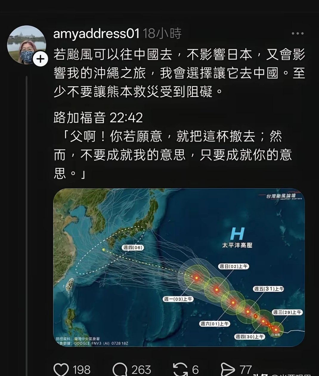 都引用福音书了，还这么恶毒，这也是很多台湾网友的写照。