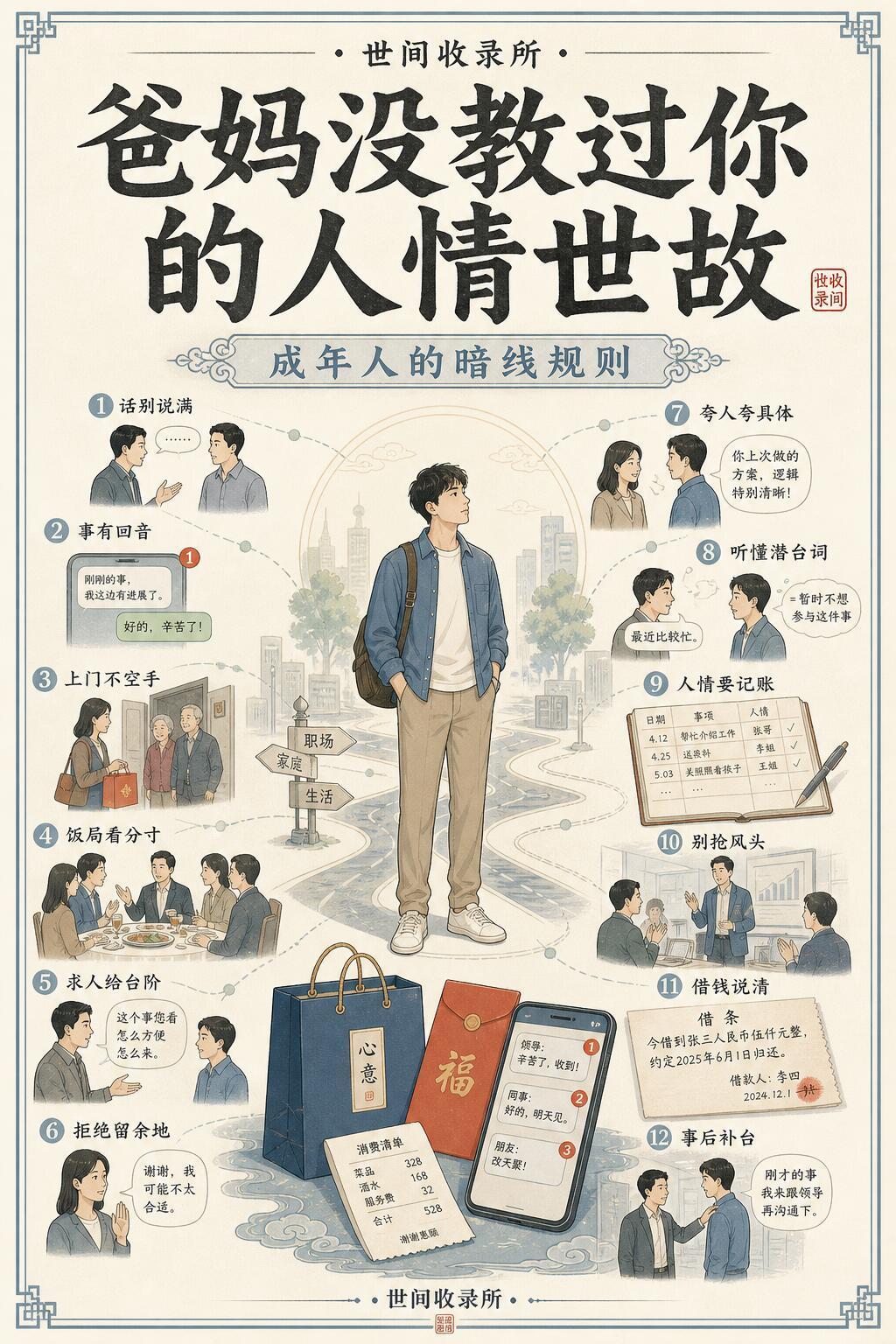 小时候没人教，长大后撞了无数次南墙才懂的12条人情世故，每一条都藏着成年人的