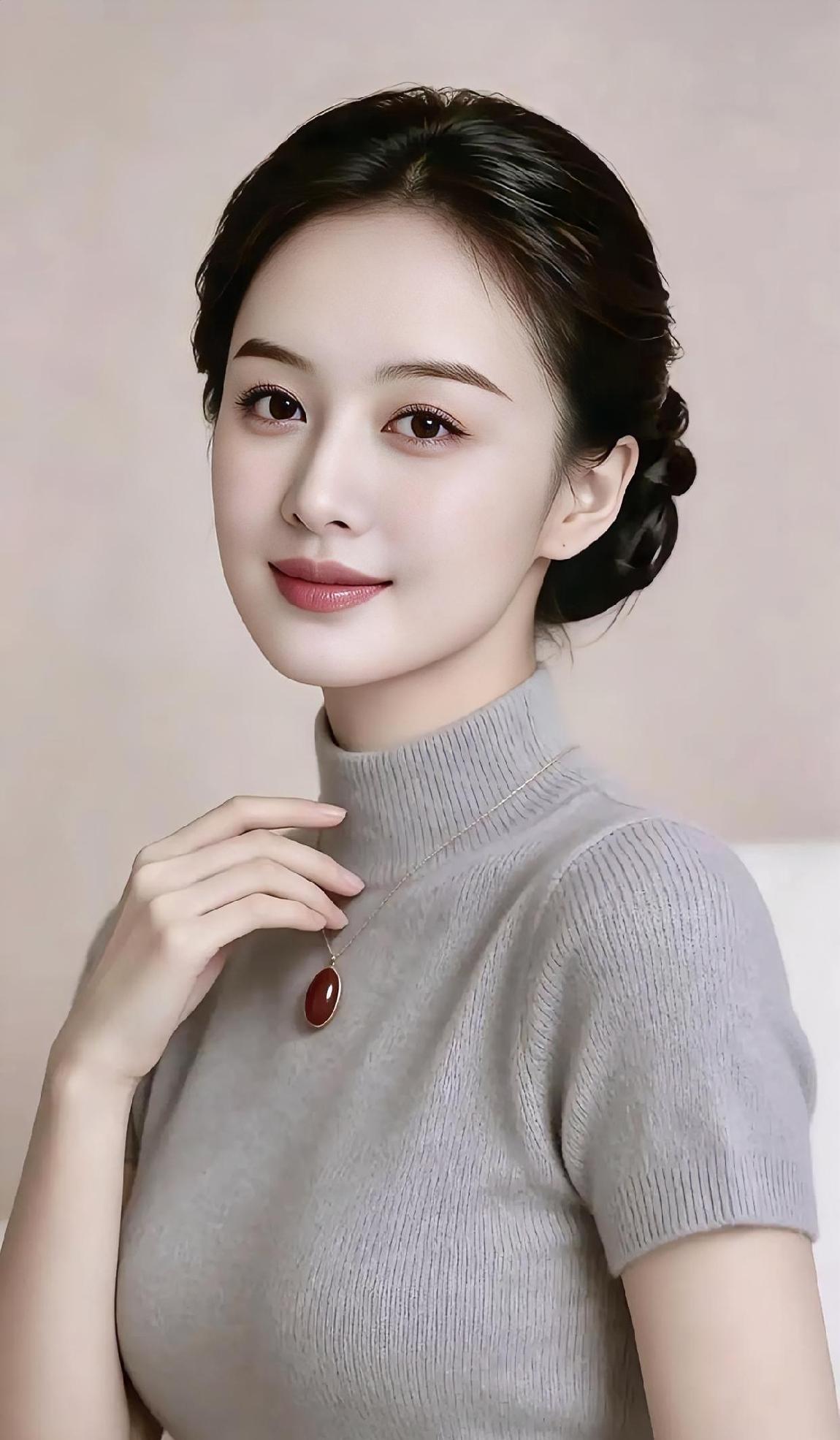 灰调里的温润诗行浅灰针织裹着静谧，半高领间，是妥帖的暖意。发丝轻绾成