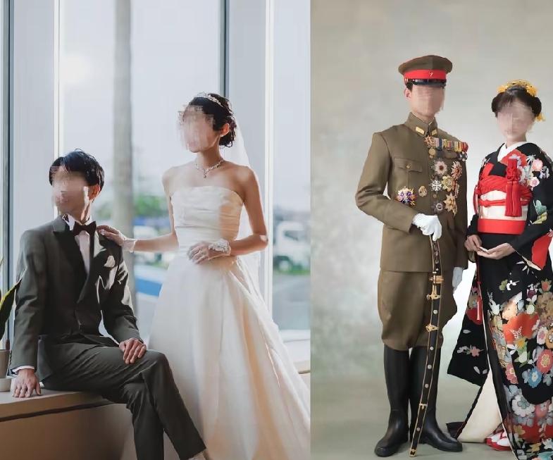 一对新婚夫妇排拍了“前世今生”为主题的婚纱照，网友评论:上辈子是被原子弹炸死的吧