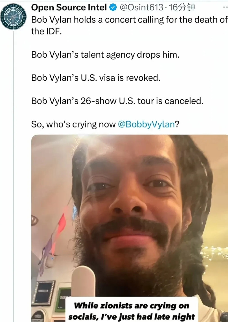 不可想象，反犹太主义的结果有多么可怕！博比·维兰，他为巴勒斯坦人说了心里话，