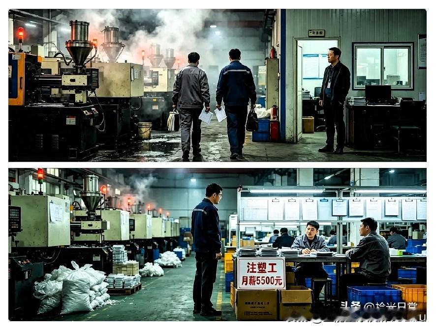 昨天工资一发，注塑部的两名员工全部辞职，原因很简单，每天上12个小时，一个月才拿