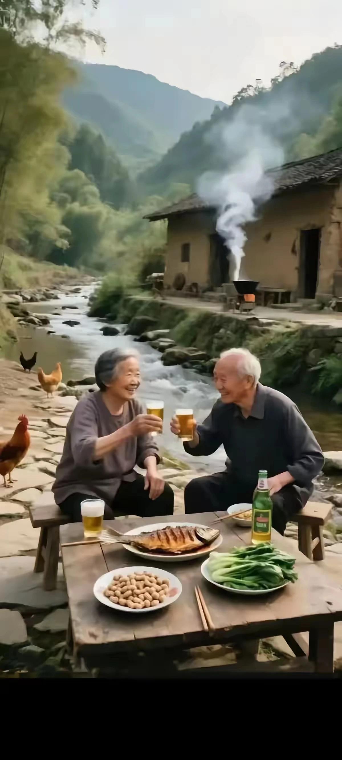 乡村生活甚喜欢，烧火做饭冒青烟。平常日子不高攀，三餐四季尽开颜。