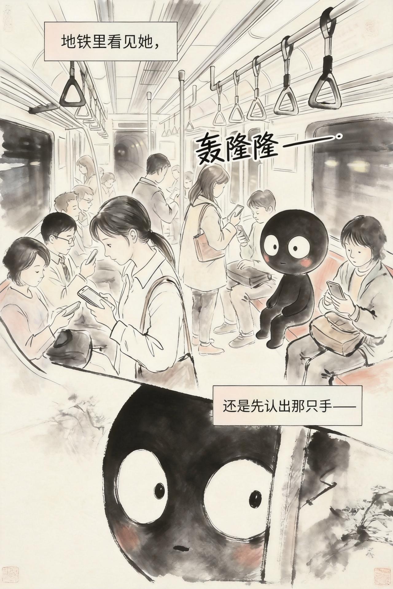 虚拟故事：地铁里看见她，还是先认出那只手——右手无名指节微微凸起，从前