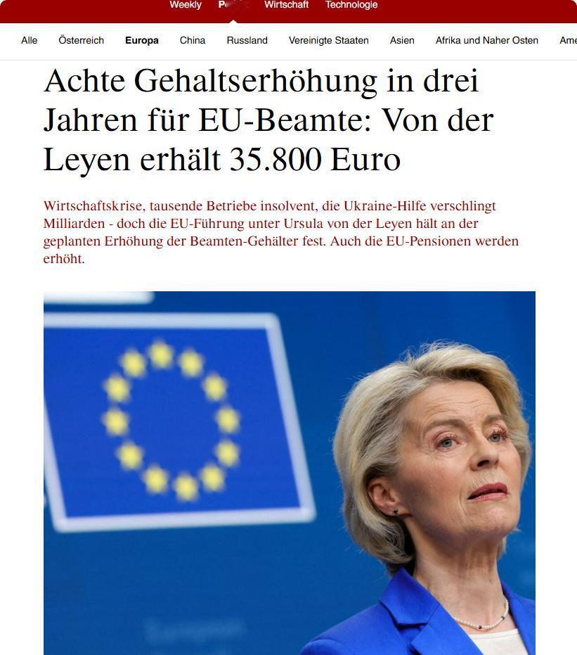 欧盟瓜后面会越挖越多。欧盟主席冯德莱恩带头，一众欧盟官员在三年内加了八次薪。