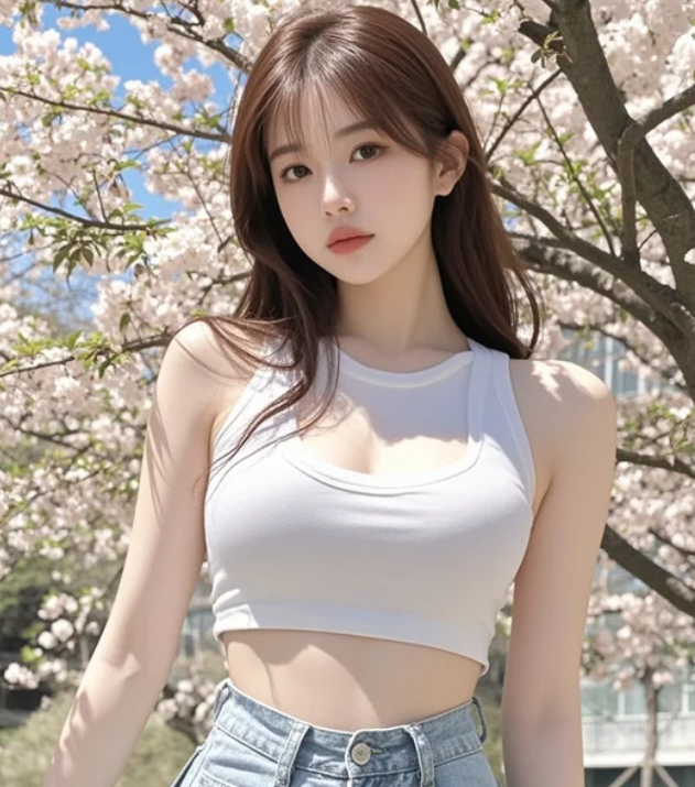 樱花树下的她，美得仿佛不属于人间
