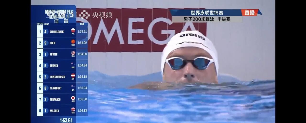 陈俊儿近期多次刷新纪录，表现亮眼。在2025年全国游泳冠军赛男子100米蝶泳决