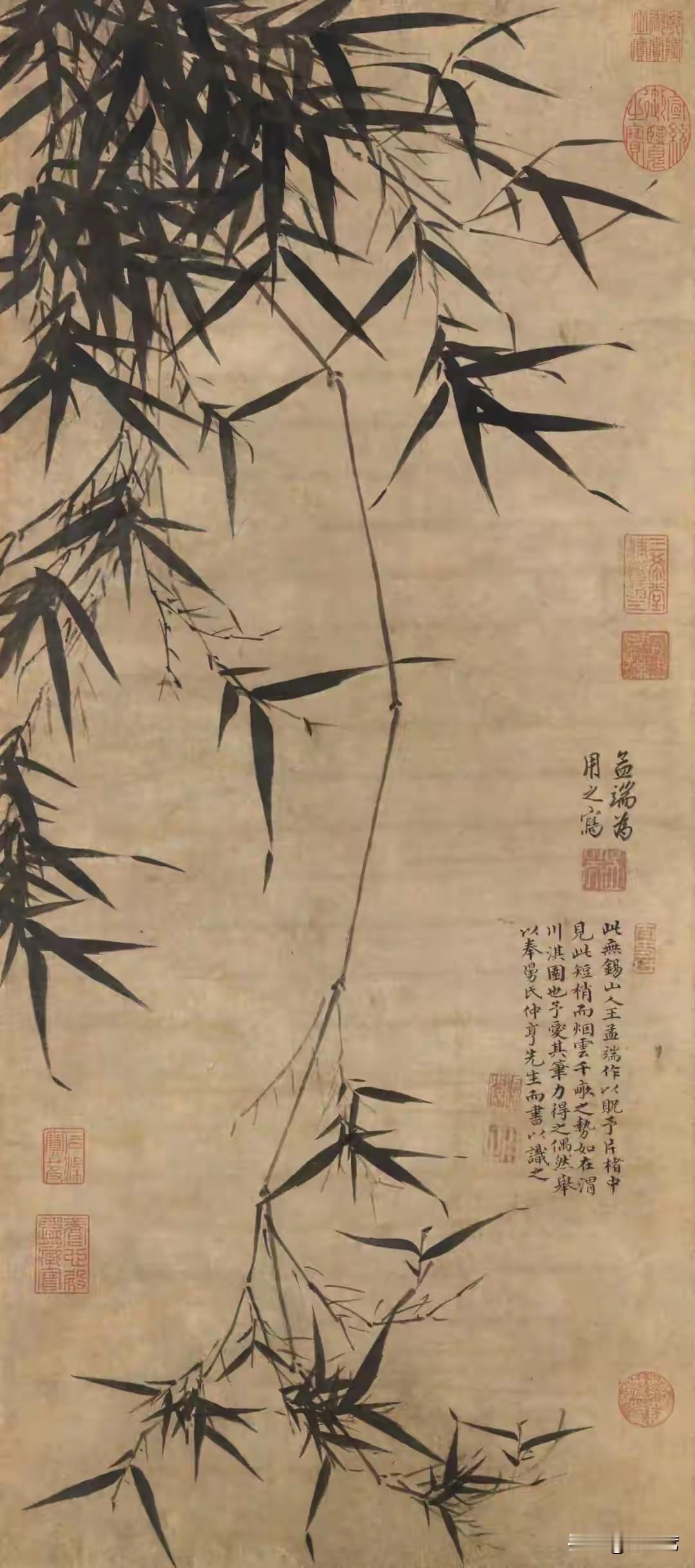 文人以墨戏写竹，始于文同、苏轼；元代李衎双勾写实，顾安善风竹，柯九思以书入画；明