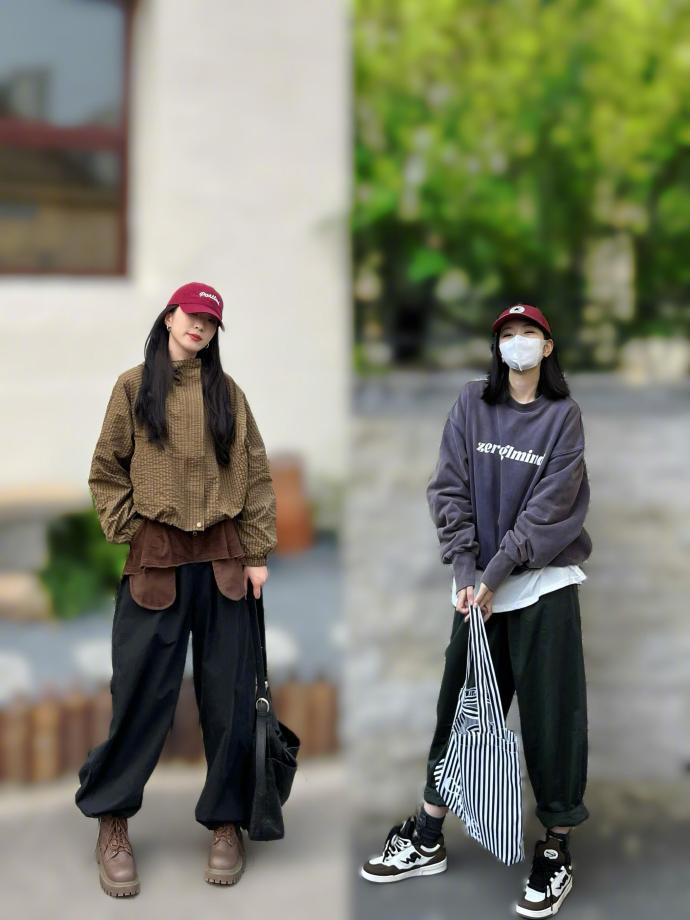 想要轻松随性的日常街头穿搭灵感？这就来分享。像藏青上衣配破洞阔腿裤，就是慵懒松