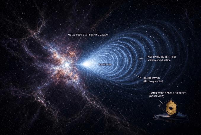 来自年轻宇宙的毫秒级闪光终于抵达地球。超过100亿年前，当宇宙仅约30亿岁，太阳