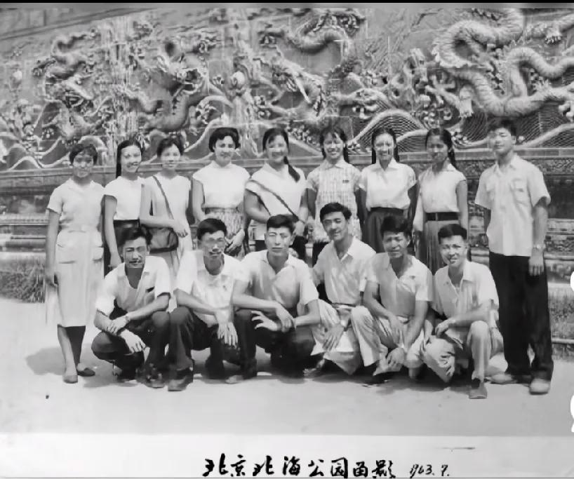 1963年，王菲的妈妈夏桂影女士与青春片知名电影导演史蜀君等人在北海公园的一张合