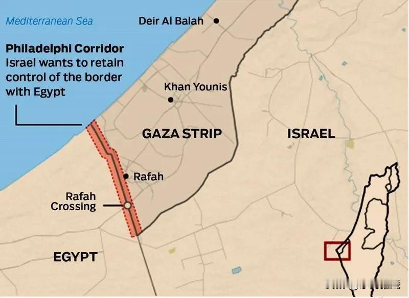 以色列国防军不会计划从埃及和加沙地带南部之间的“费城走廊”撤军。这一决定是基于对