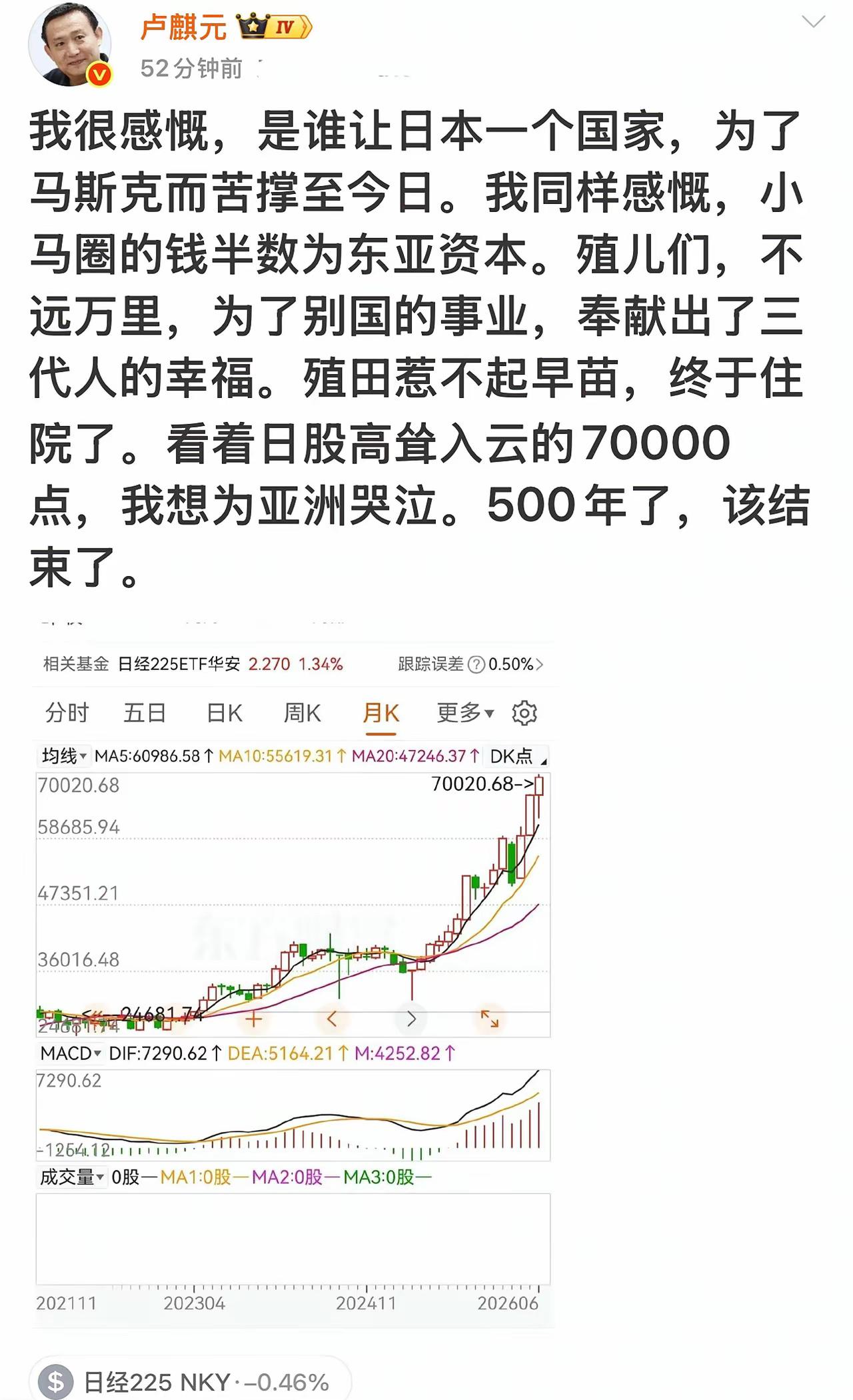 著名经济学家卢麒元的感慨：500年了，一切该结束了！！这是卢麒元的感叹，更