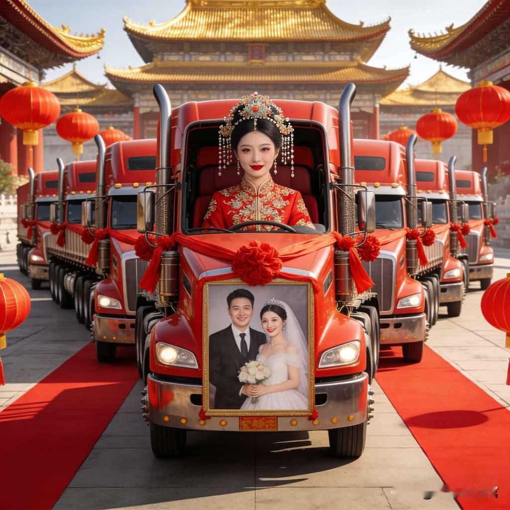 十辆半挂车开道轰隆引擎震醒整条街！山东一场婚礼惊现“陆地航母”级排场——十辆重