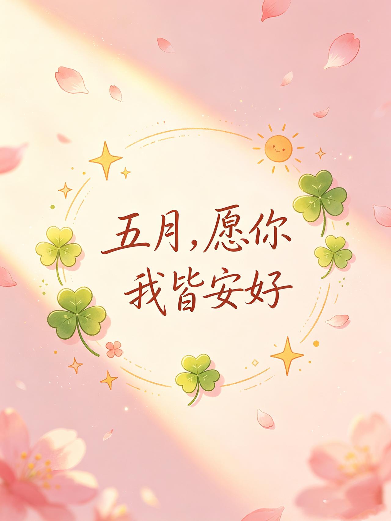 五月，愿你我皆安好！愿你我的日子，安稳里透着光，忙碌里藏着糖。家人健康，就