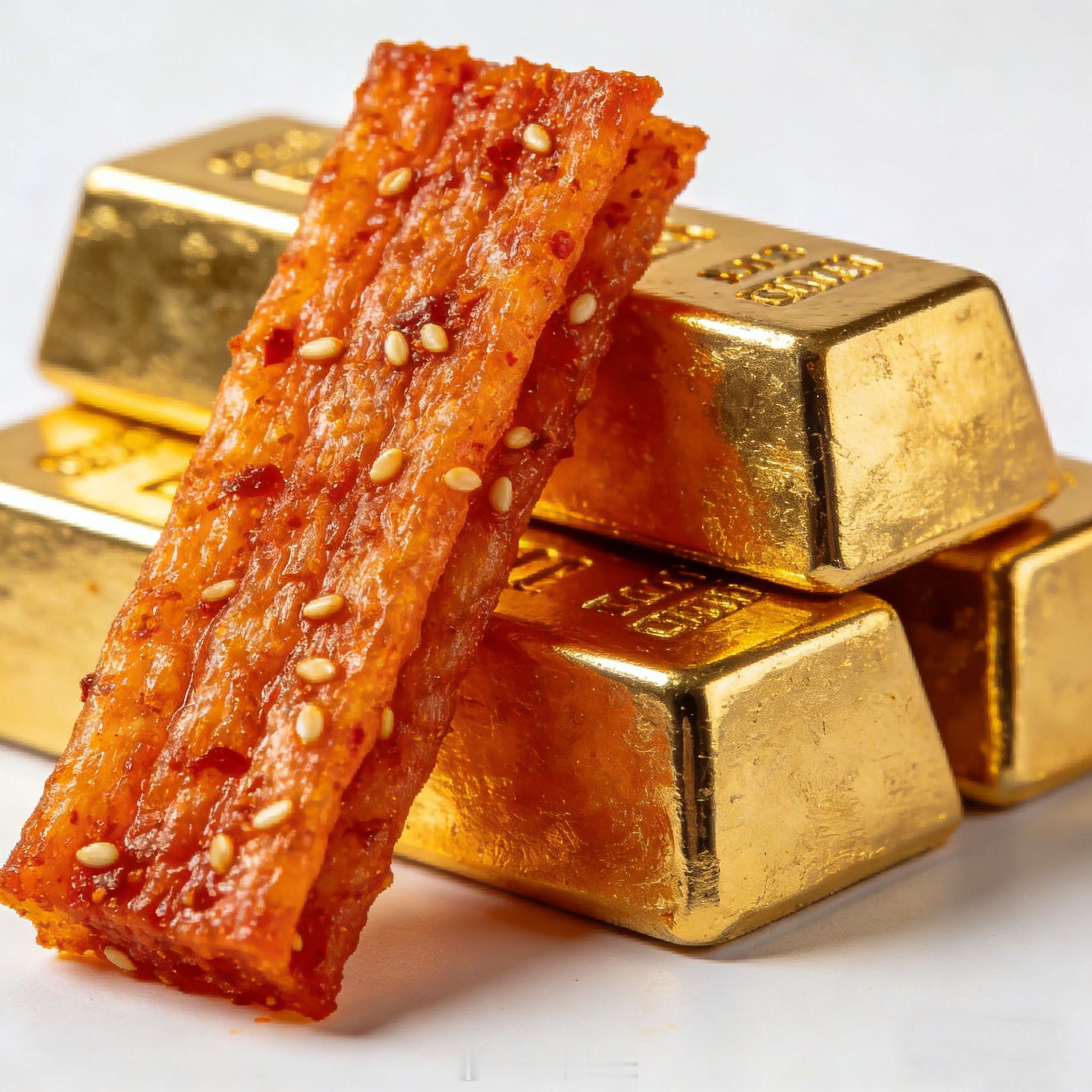 女子吃辣条吃出1根金条小时候最喜欢吃的零食就是辣条了，那会儿有个牌子叫“千里香”