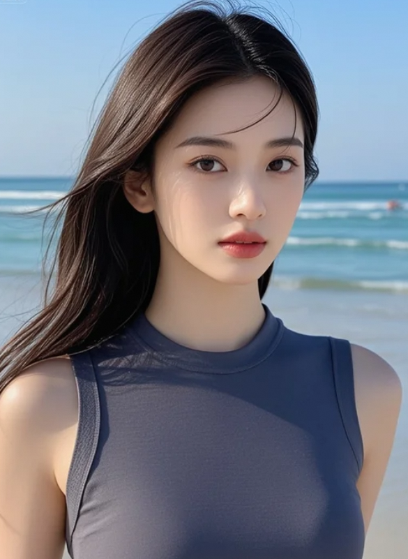小姐姐静静站着，美得像一幅正在低语的旧画！
