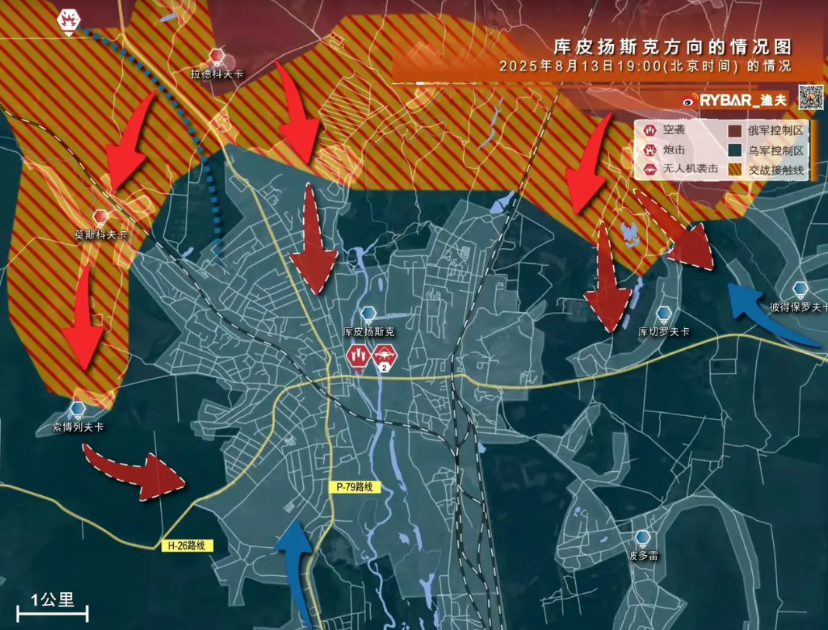 库皮扬斯克，俄军继续从西侧实施包围。打到索博列夫卡这儿，俄军的推进速度又变慢了，