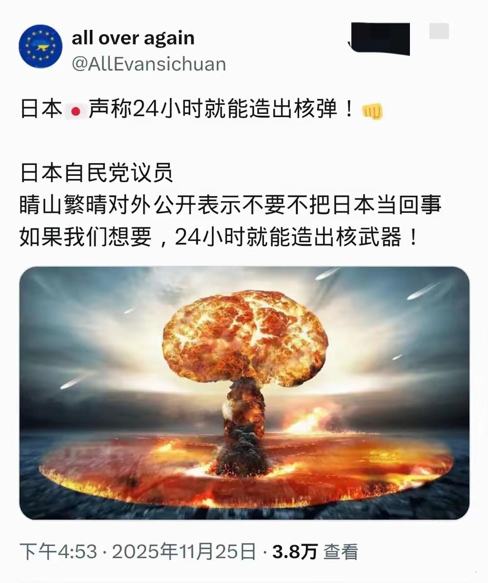 老生常谈的话题了。日本真的可以在24小时之内造出核弹吗？原子弹氢弹真的是白菜