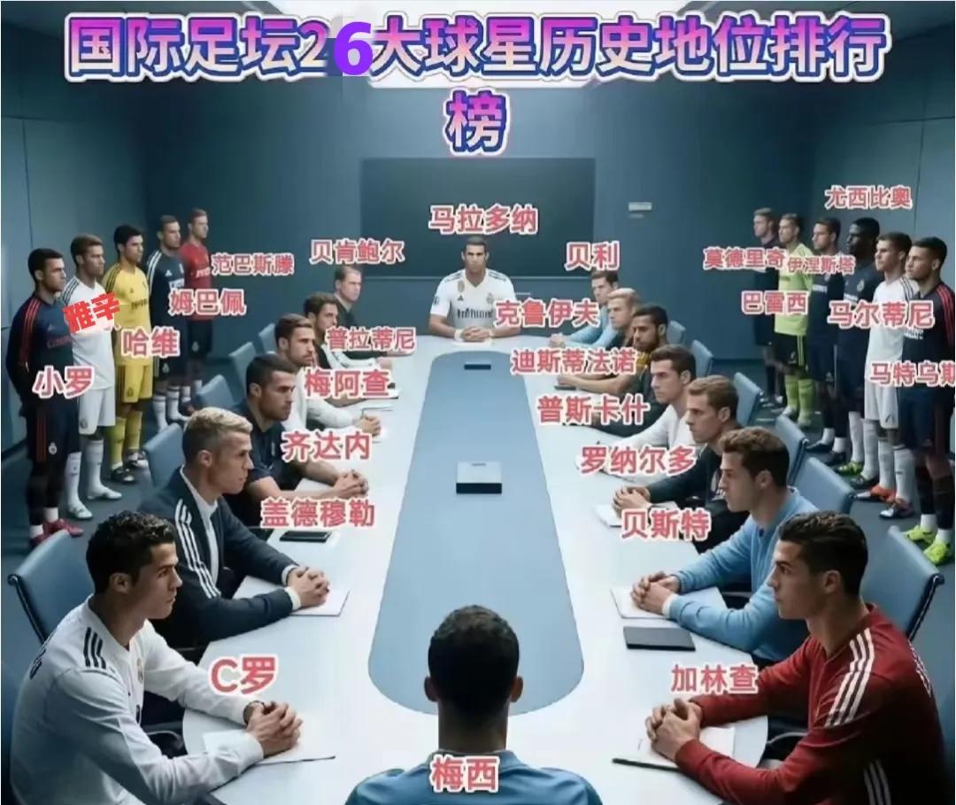 25位巨星，足坛历史“座次”如下，谁赞成、谁反对？主位：马拉多纳、梅西！次座