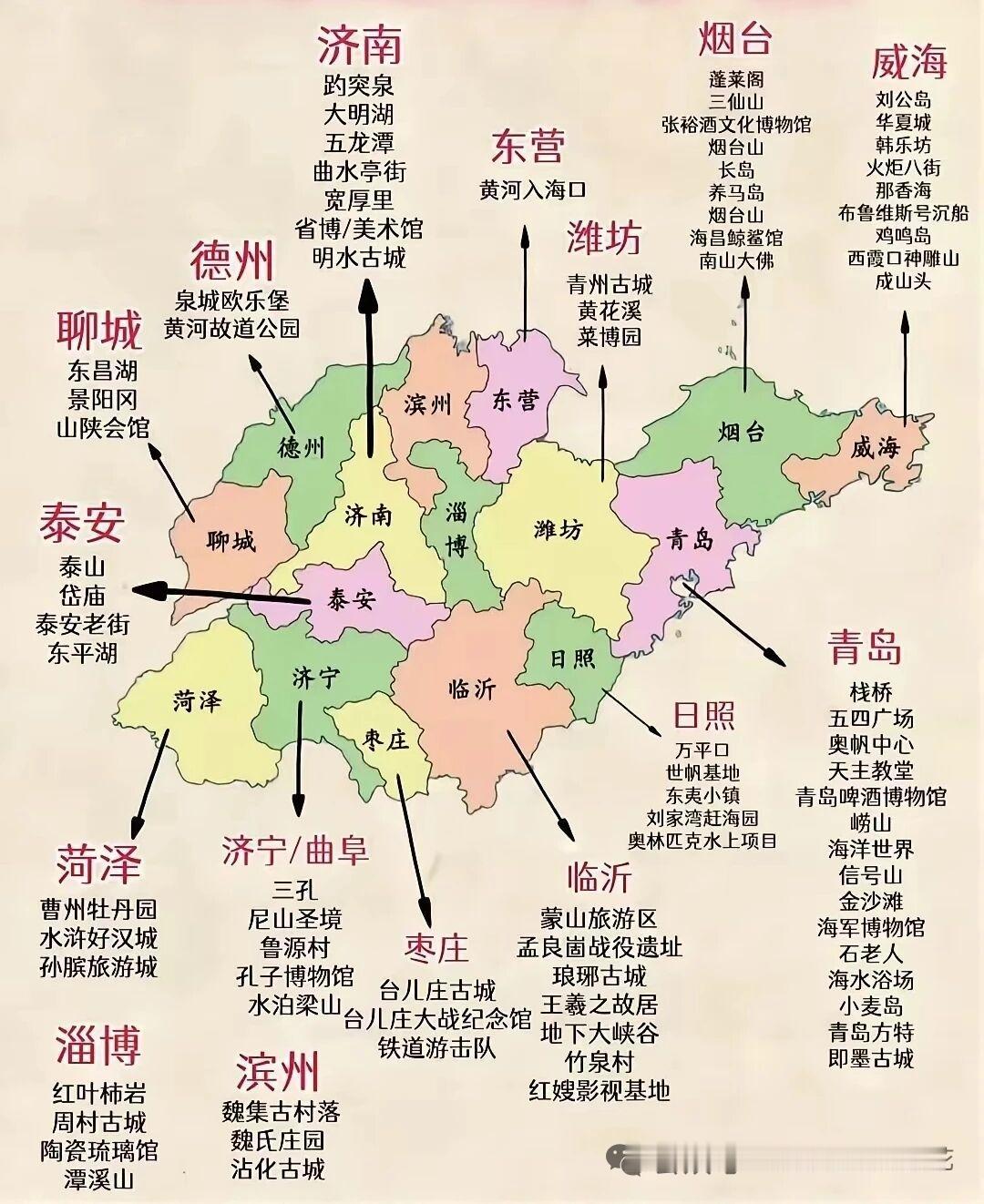 山东景点分布图来了山东枣庄临沂