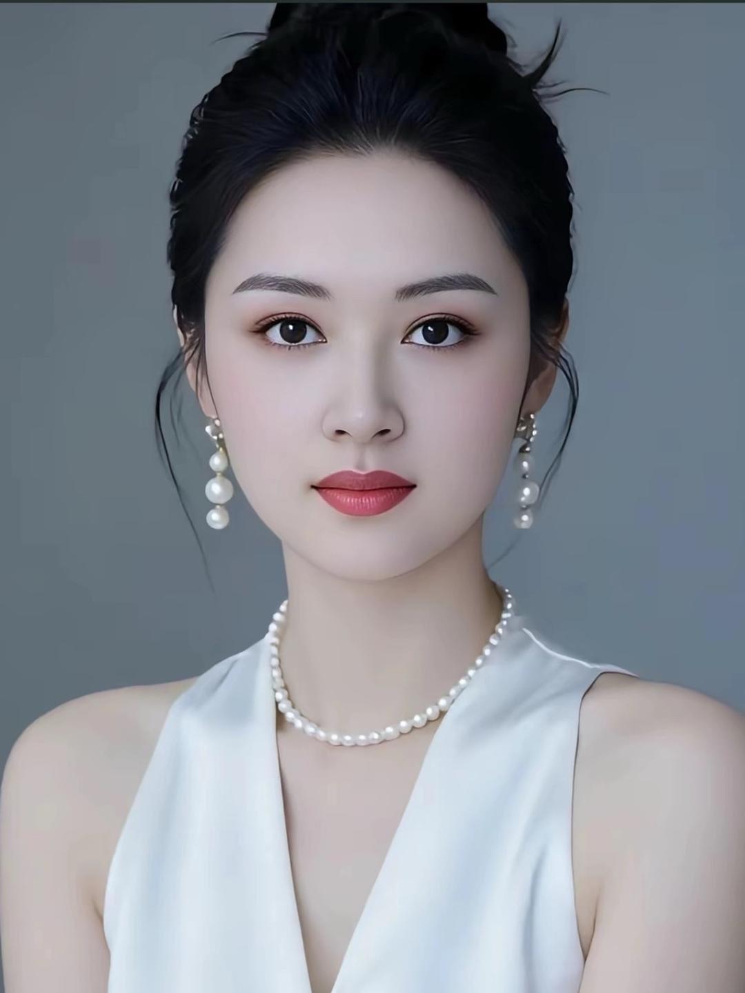 优雅气质，珍珠配饰，白裙飘逸，尽显高贵！