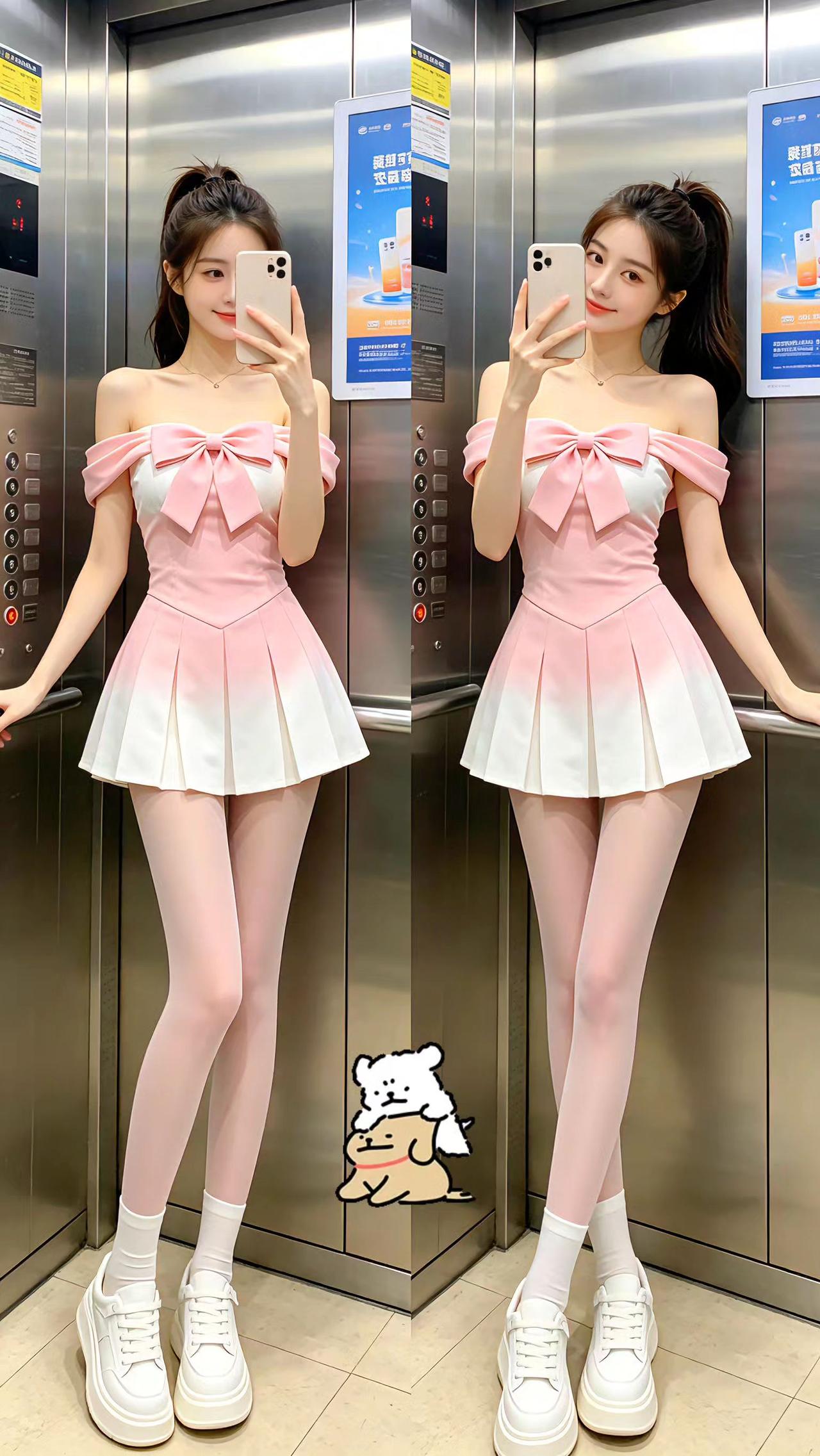 甜妹穿搭电梯拍照甜妹穿搭日记少女感拉满超美的甜妹穿搭分享