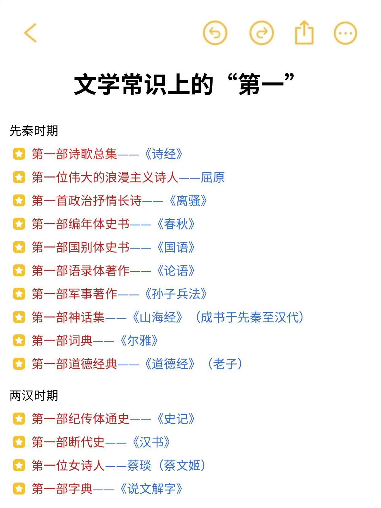 文学常识上的“第一”