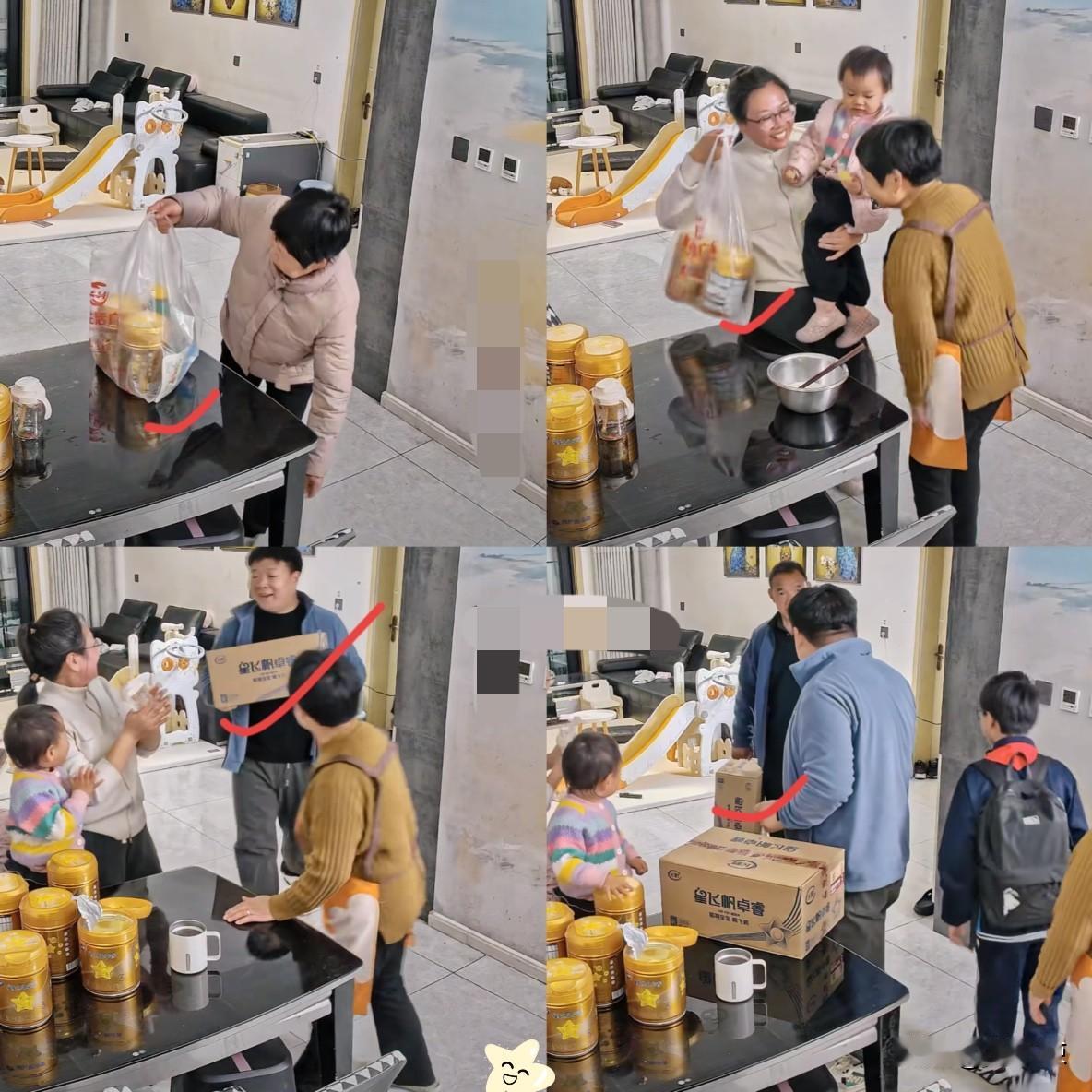 河南，一萌娃奶粉喝完了，一家人心有灵犀陆续都买了奶粉，最后看到桌子摆放的奶粉