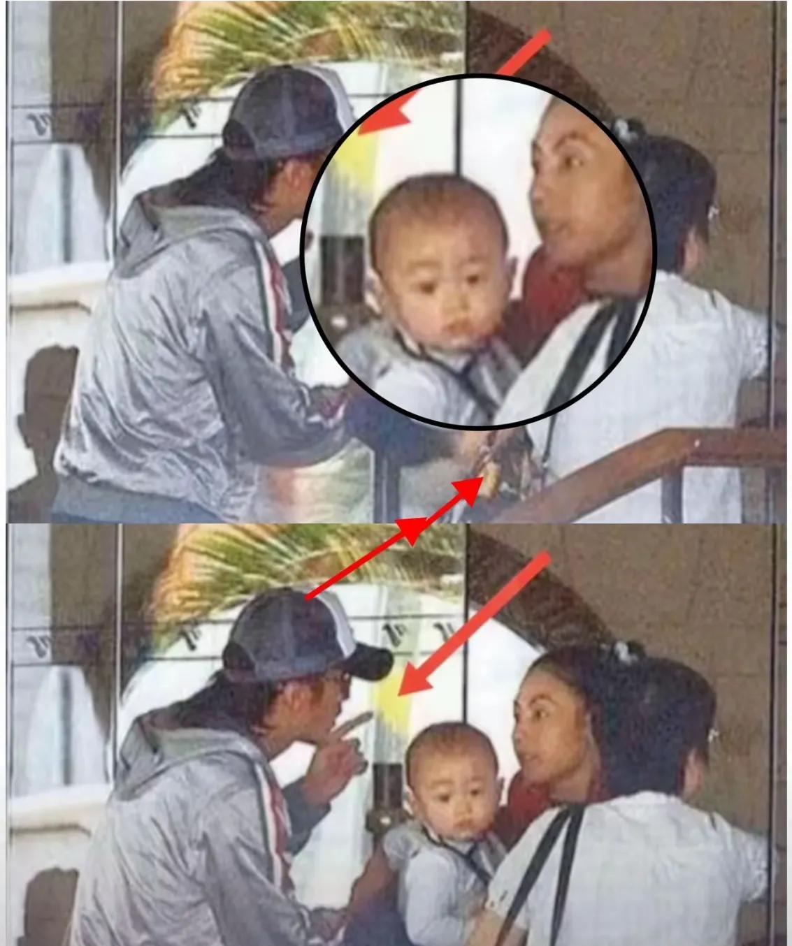 大家发现没有？比双手插兜更过分的，不是不背，不抱，而是:用食指戳着自己的妻子