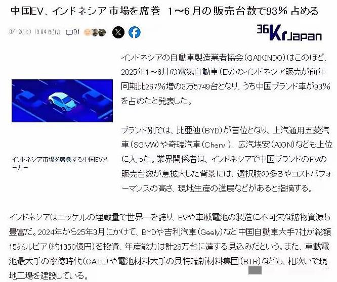 这一天终于到了，日系车在东南亚的最后堡垒印尼份额上半年暴跌。2025年1～6月