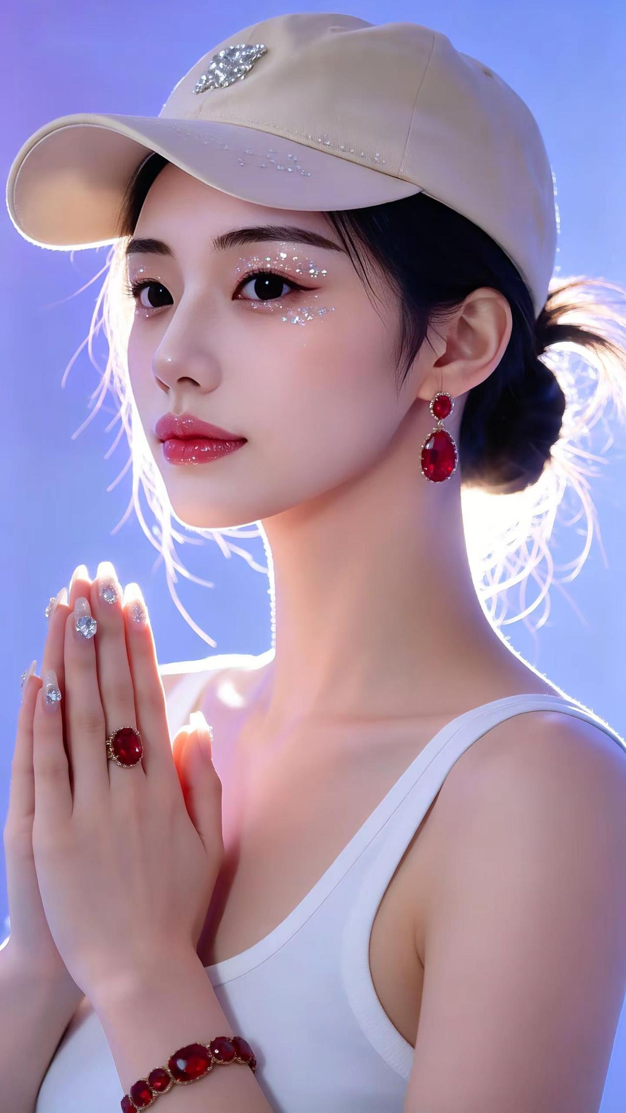 氛围感是自带的浪漫💫红宝碎闪，解锁清冷甜酷感高级感写真氛围感美女