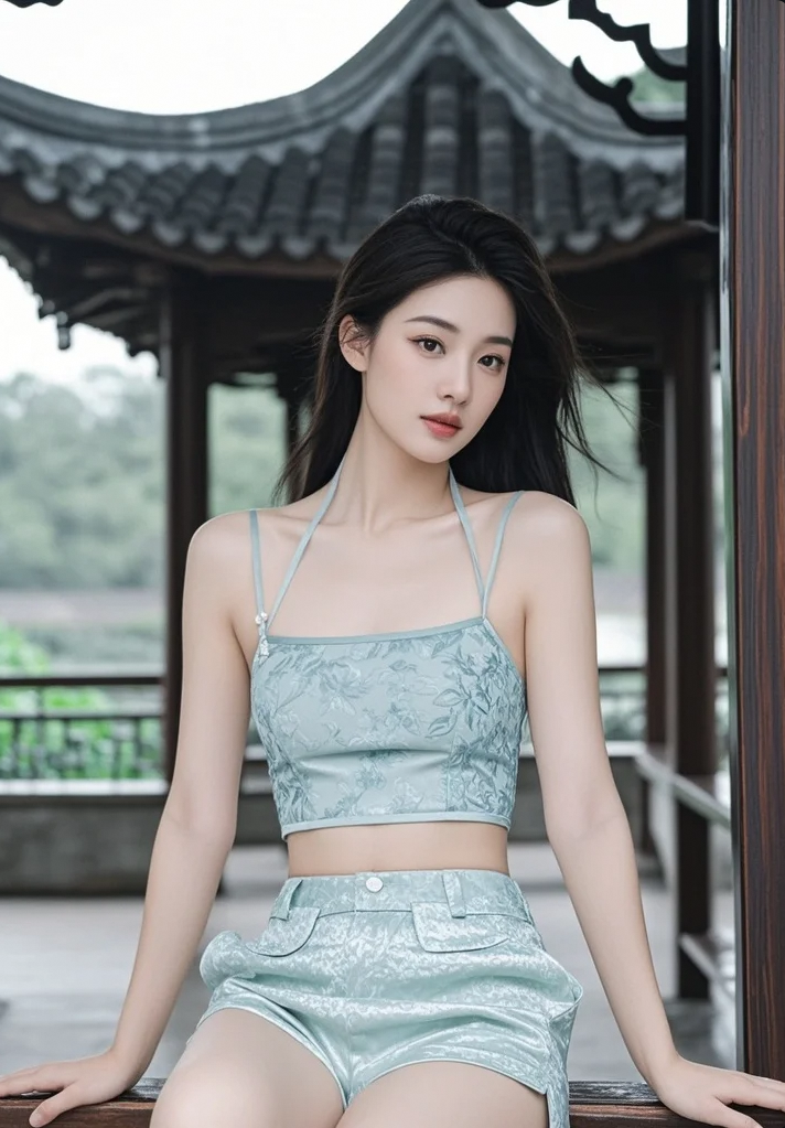古亭风瑟瑟，佳人孤傲眸含霜，这古典美貌能否镇住你心房？